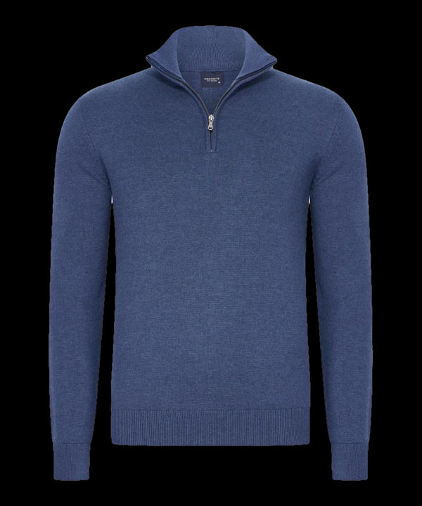 Koningsblauwe half-zip met geribde boorden